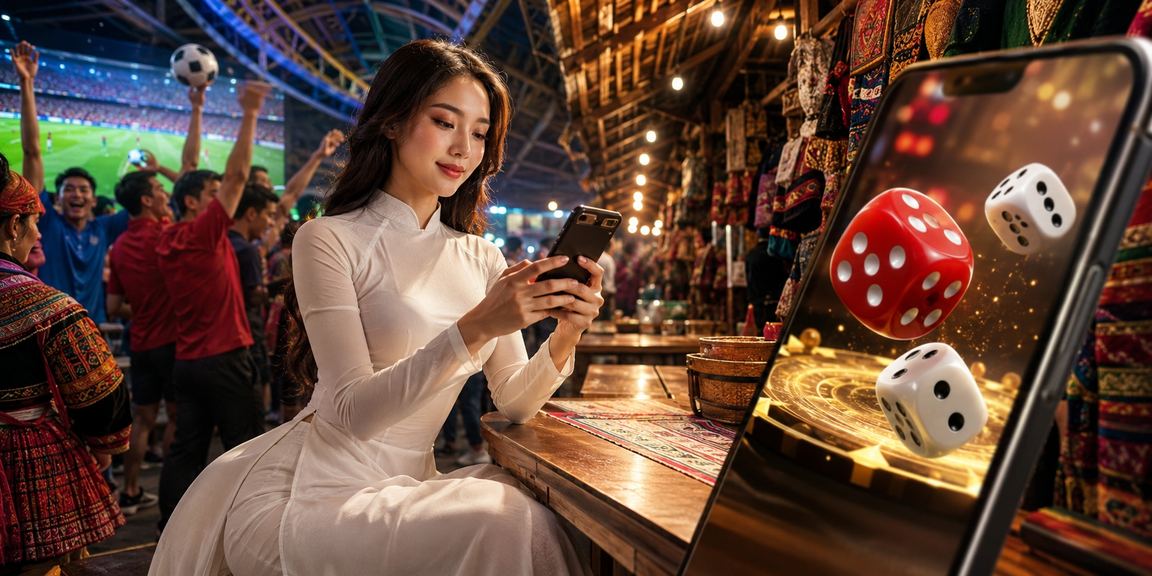 Không gian lễ hội Sapa với trang phục áo dài và trò chơi tài xỉu truyền thống